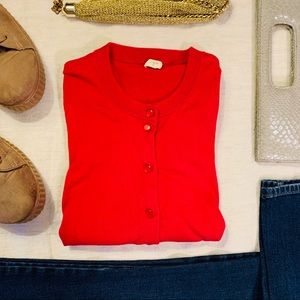 J. Crew 100% Cotton Orange/Red Cardigan